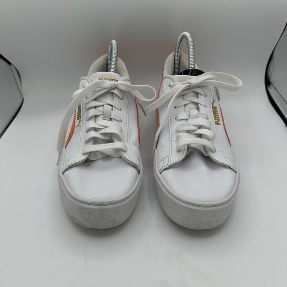 Puma Women's Smash V3 Platform Sneakers White/Orange Size 10 - Picture 2 of 8